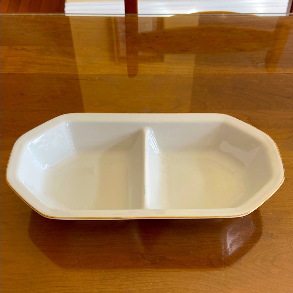 Monaco Oval Divided Vegetable Bowl by Toscany. Porcelain.